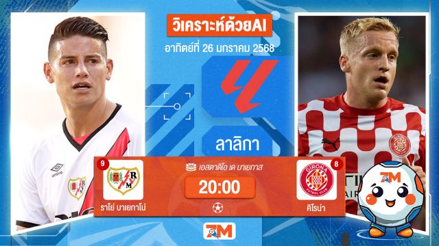 AI น้อง ball7m วิเคราะห์ฟุตบอลลาลิกา ระหว่าง ราโย่ บาเยกาโน่ พบ คิโรน่า