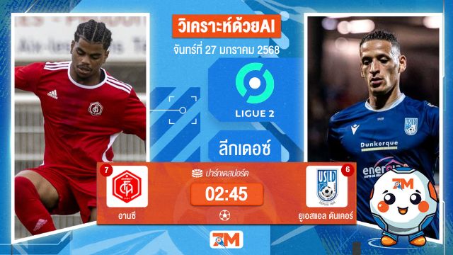 AI น้อง ball7m วิเคราะห์ฟุตบอลลีกเดอซ์ ระหว่าง อานซี พบ ยูเอสแอลดันเคอร์