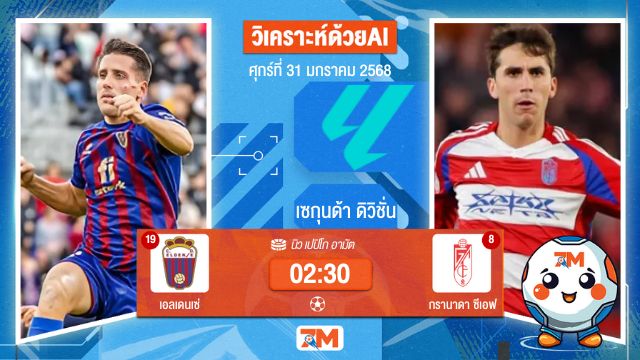 AI น้อง ball7m วิเคราะห์ฟุตบอลเซกุนด้า ดิวิชั่น ระหว่าง เอลเดนเซ่ พบ กรานาดาซีเอฟ