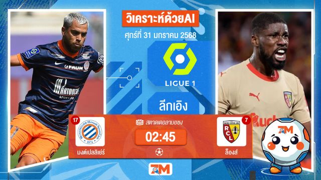 AI น้อง ball7m วิเคราะห์ฟุตบอลลีกเอิง ฝรั่งเศส ระหว่าง มงต์เปลลิเย่ร์ พบ ล็องส์