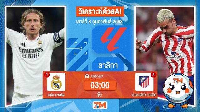 AI น้อง ball7m วิเคราะห์ฟุตบอลลาลิกา ระหว่าง เรอัล มาดริด พบ แอตเลติโก้มาดริด