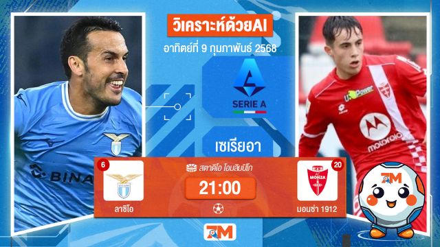 AI น้อง ball7m วิเคราะห์ฟุตบอลเซเรียอา ระหว่าง ลาซิโอ พบ มอนซ่า1912
