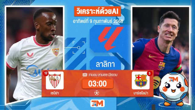 AI น้อง ball7m วิเคราะห์ฟุตบอลลาลิกา ระหว่าง เซบีย่า พบ บาร์เซโลน่า