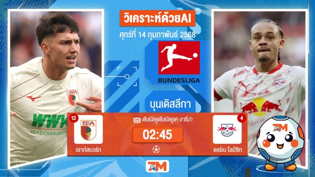 AI น้อง ball7m วิเคราะห์ฟุตบอลบุนเดิสลีกา ระหว่าง เอาก์สบวร์ก พบ แอร์เบไลป์ซิก