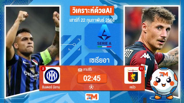 AI น้อง ball7m วิเคราะห์ฟุตบอลเซเรียอา ระหว่าง อินเตอร์ มิลาน พบ เจนัว