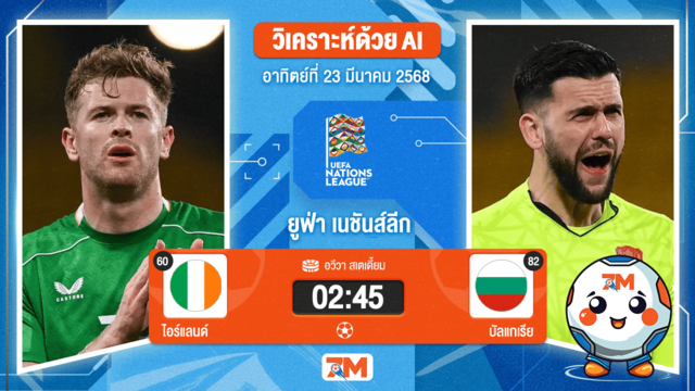 วิเคราะห์ฟุตบอลยูฟ่าเนชันส์ลีก ระหว่าง ไอร์แลนด์ พบ บัลแกเรีย