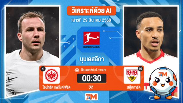 วิเคราะห์ฟุตบอล บุนเดสลีกา ระหว่าง ไอน์ทรัค แฟร้งค์เฟิร์ต พบ สตุ๊ตการ์ต