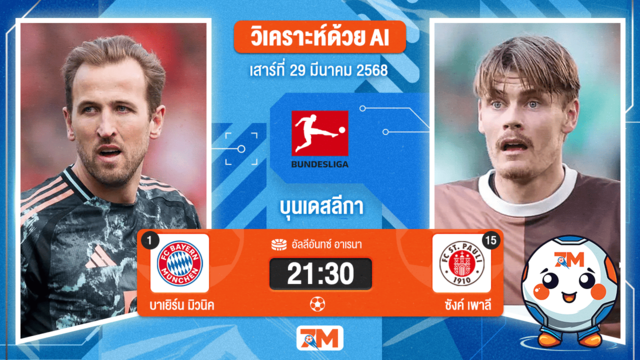 วิเคราะห์ฟุตบอล บุนเดสลีกา ระหว่าง บาเยิร์น มิวนิค พบ ซังค์ เพาลี