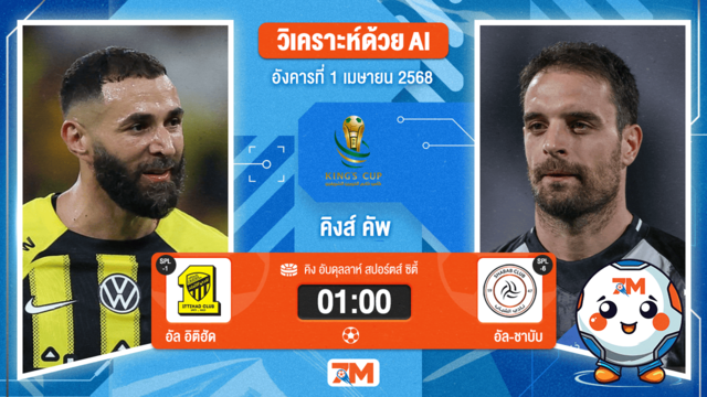 วิเคราะห์ฟุตบอล Saudi Kings Cup ระหว่าง อัล อิติฮัด(ซาอุฯ) พบ อัล-ชาบับ(ซาอุฯ)