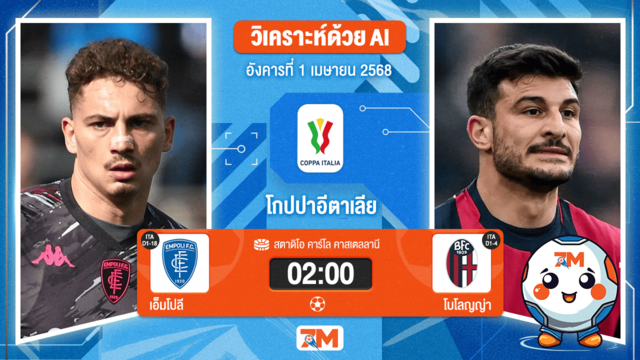วิเคราะห์ฟุตบอล โกปปาอีตาเลีย ระหว่าง เอ็มโปลี พบ โบโลญญ่า