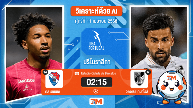 วิเคราะห์ฟุตบอล ปรีไมราลีกา ระหว่าง กิล วิเซนเต้ พบ วิตอเรีย กิมาไรส์
