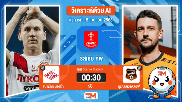 วิเคราะห์ฟุตบอล รัสเซีย คัพ ระหว่าง สปาร์ตัก มอสโก พบ อูราลสเวิร์ดลอฟ โอบลาสท์