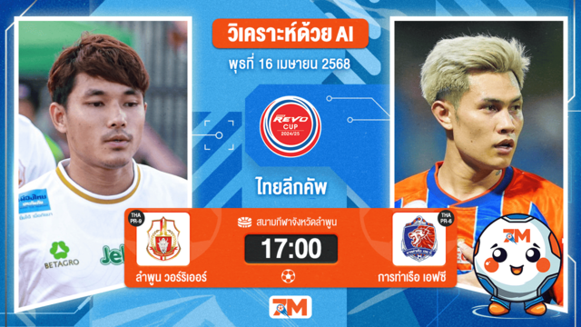 วิเคราะห์ฟุตบอล ไทยลีกคัพ ระหว่าง ลำพูน วอร์ริเออร์ พบ การท่าเรือ เอฟซี