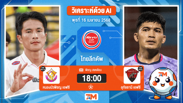 วิเคราะห์ฟุตบอล ไทยลีกคัพ ระหว่าง หนองบัวพิชญ เอฟซี พบ อุทัยธานี เอฟซี