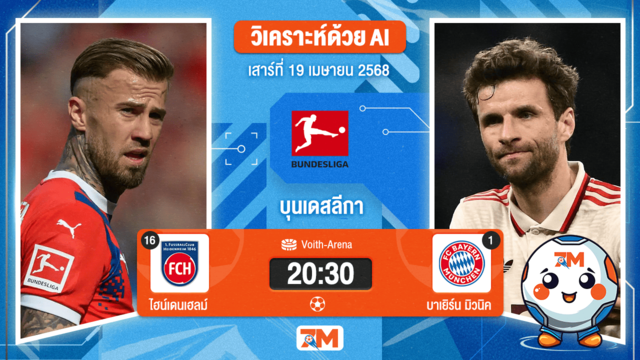 วิเคราะห์ฟุตบอล บุนเดสลีกา ระหว่าง ไฮน์เดนเฮลม์ พบ บาเยิร์น มิวนิค