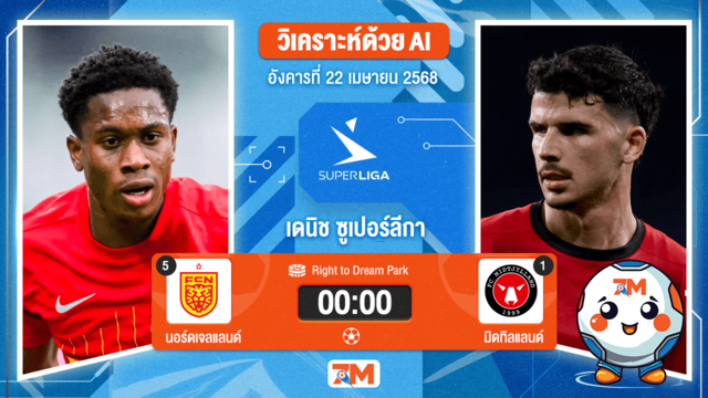 วิเคราะห์ฟุตบอล เดนมาร์ค แซซ ลิกาเอน ระหว่าง นอร์ดเจลแลนด์ พบ มิดทิลแลนด์