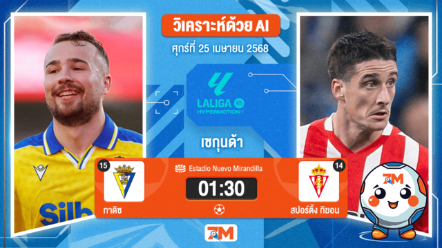 วิเคราะห์ฟุตบอล เซกุนด้า ดิวิชั่น ระหว่าง กาดิซ พบ สปอร์ติ้ง กิฆอน