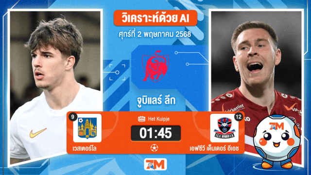 วิเคราะห์ฟุตบอล จูบิแลร์ ลีก เบลเยียม ระหว่าง เวสเตอร์โล พบ เอฟซีวี เด็นเดอร์ อีเอช