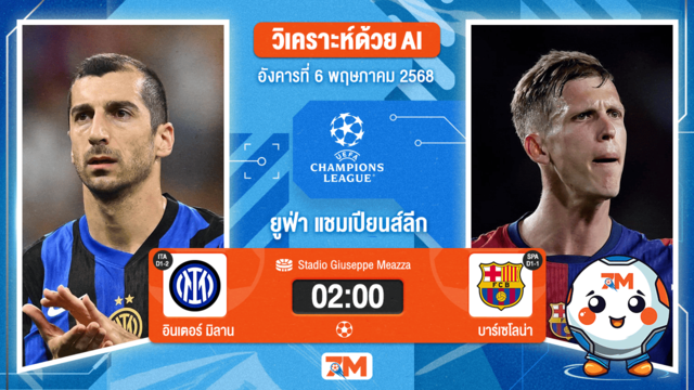 วิเคราะห์ฟุตบอล ยูฟ่าแชมเปียนส์ลีก ระหว่าง อินเตอร์ มิลาน พบ บาร์เซโลน่า
