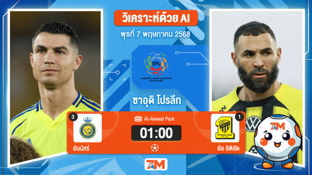 วิเคราะห์ฟุตบอล ซาอุดิ โปรเฟสชั่นแนล ลีก ระหว่าง อันนัศร์ พบ อัล อิติฮัด(ซาอุฯ)