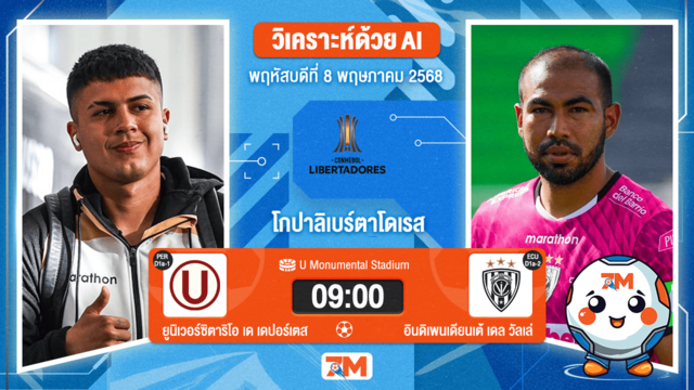 วิเคราะห์ฟุตบอล โกปาลิเบร์ตาโดเรส ระหว่าง ยูนิเวอร์ซิตาริโอ เด เดปอร์เตส พบ อินดิเพนดิเอนเต้โจเซ่วาล์เล