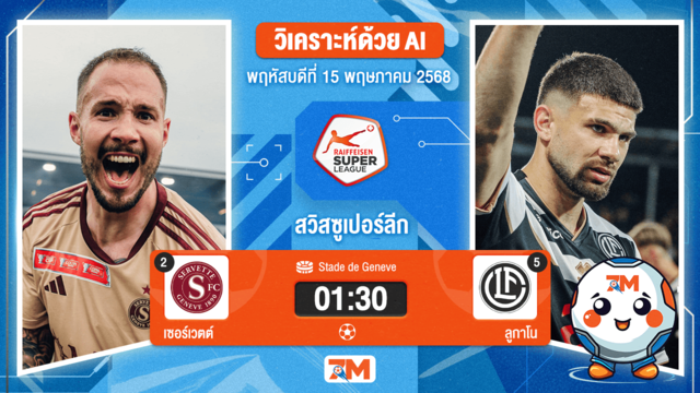 วิเคราะห์ฟุตบอล สวิสซูเปอร์ลีก ระหว่าง เซอร์เวตต์ พบ ลูกาโน