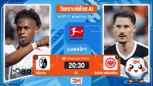 วิเคราะห์ฟุตบอล บุนเดสลีกา ระหว่าง ไฟร์บวร์ก พบ ไอน์ทรัค แฟร้งค์เฟิร์ต