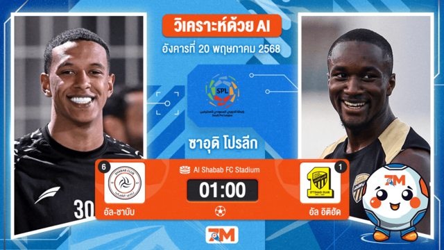 วิเคราะห์ฟุตบอล ซาอุดิ โปรเฟสชั่นแนล ลีก ระหว่าง อัล-ชาบับ(ซาอุฯ) พบ อัล อิติฮัด(ซาอุฯ)