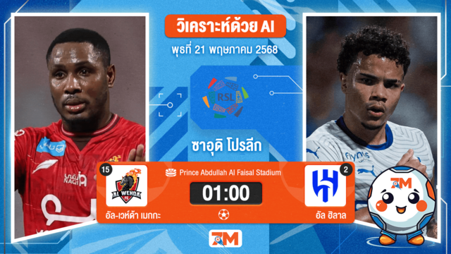 วิเคราะห์ฟุตบอล ซาอุดิ โปรเฟสชั่นแนล ลีก ระหว่าง อัล-เวห์ด้า เมกกะ พบ อัล ฮิลาล