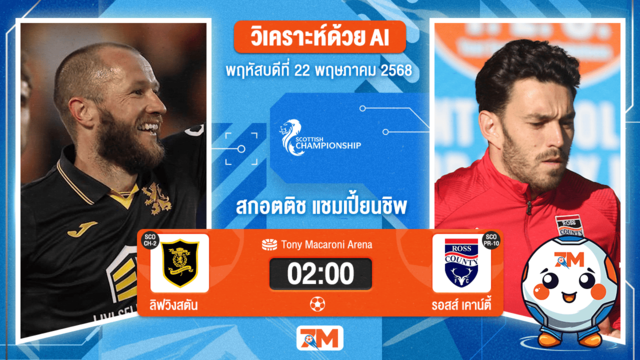 วิเคราะห์ฟุตบอล สกอตติช แชมเปี้ยนชิพ ระหว่าง ลิฟวิงสตัน พบ รอสส์ เคาน์ตี้