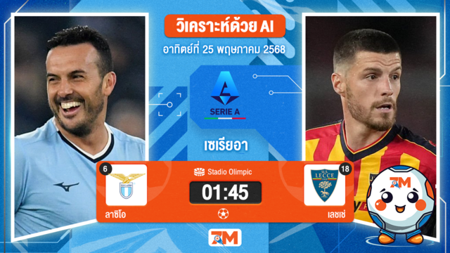 วิเคราะห์ฟุตบอล เซเรียอา ระหว่าง ลาซิโอ พบ เลชเช่