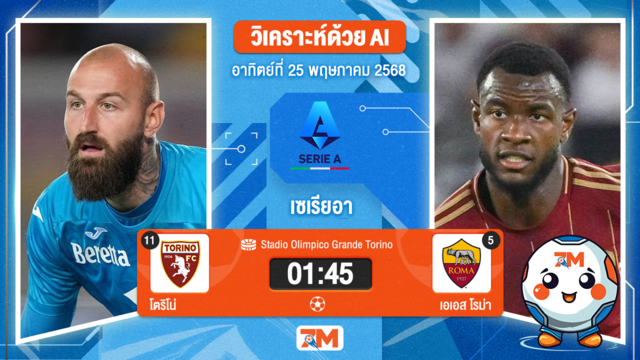 วิเคราะห์ฟุตบอล เซเรียอา ระหว่าง โตริโน่ พบ เอเอส โรม่า