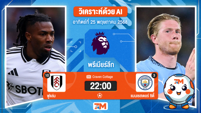 วิเคราะห์ฟุตบอล พรีเมียร์ลีก ระหว่าง ฟูแล่ม พบ แมนเชสเตอร์ ซิตี้