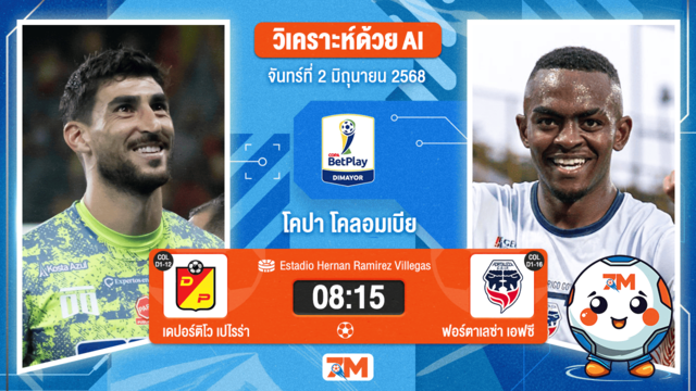 วิเคราะห์ฟุตบอล Colombia Copa Cup ระหว่าง เดปอร์ติโว เปไรร่า พบ ฟอร์ตาเลซ่า เอฟซี