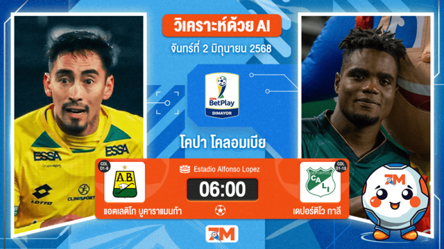 วิเคราะห์ฟุตบอล Colombia Copa Cup ระหว่าง แอตเลติโก บูคาราแมนก้า พบ เดปอร์ติโว กาลี