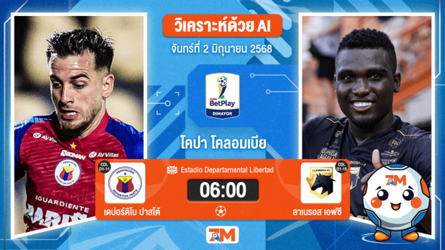 วิเคราะห์ฟุตบอล Colombia Copa Cup ระหว่าง เดปอร์ติโบ ปาสโต้ พบ ลาเนรอส เอฟซี