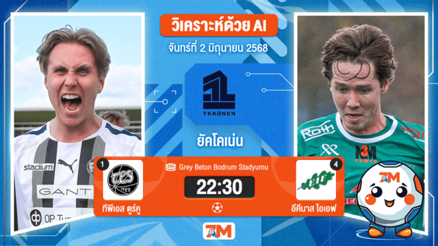 วิเคราะห์ฟุตบอล ฟินแลนด์ ยัคโคเน่น ระหว่าง ทีพีเอส ตูร์คู พบ อีคีนาส ไอเอฟ ฟุตบอล