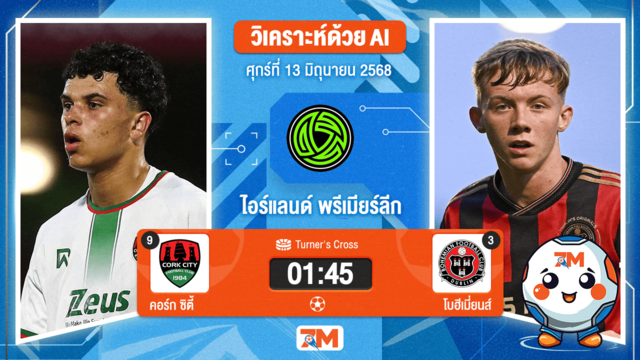 วิเคราะห์ฟุตบอล ไอร์แลนด์ พรีเมียร์ ลิก ระหว่าง คอร์ก ซิตี้ พบ โบฮีเมี่ยนส์