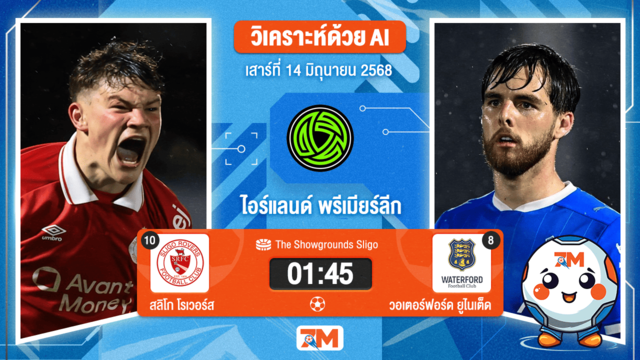วิเคราะห์ฟุตบอล ไอร์แลนด์ พรีเมียร์ ลิก ระหว่าง สลิโก โรเวอร์ส พบ วอเตอร์ฟอร์ด  ยูไนเต็ด