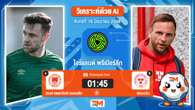 วิเคราะห์ฟุตบอล ไอร์แลนด์ พรีเมียร์ ลิก ระหว่าง เซนต์ แพตทริคส์ แอธเลติก พบ เชลบอร์น