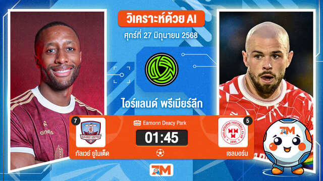 วิเคราะห์ฟุตบอล ไอร์แลนด์ พรีเมียร์ ลิก ระหว่าง ซัลธิลล์ เดวอน กัลเวย์ พบ เชลบอร์น