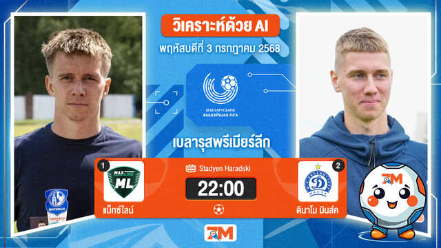 วิเคราะห์ฟุตบอล เบลารุส พรีเมียร์ ลีก ระหว่าง แม็กซ์ไลน์ พบ ดินาโม มินส์ค
