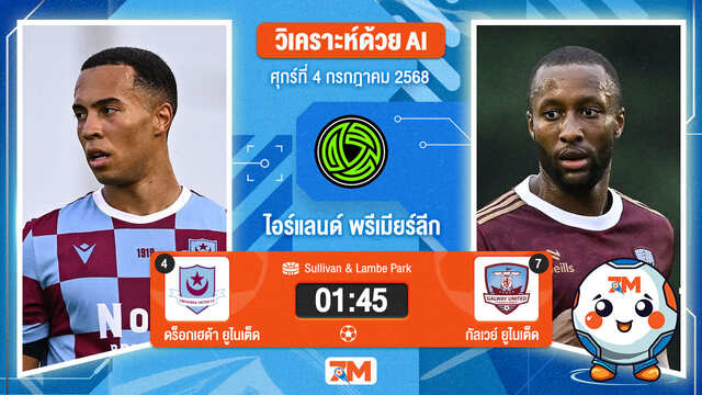 วิเคราะห์ฟุตบอล ไอร์แลนด์ พรีเมียร์ ลิก ระหว่าง ดร็อกเฮด้า ยูไนเต็ด พบ ซัลธิลล์ เดวอน กัลเวย์