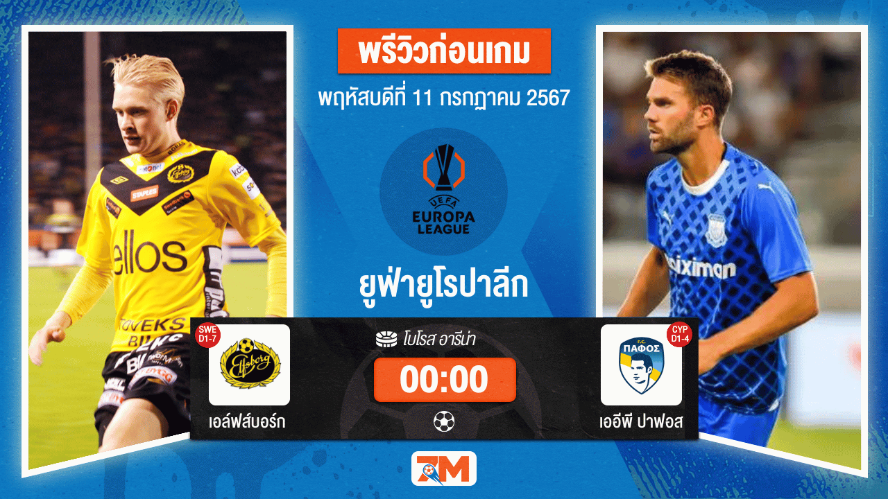 วิเคราะห์ฟุตบอล ยูฟ่ายูโรปาลีก ระหว่าง เอล์ฟส์บอร์ก พบ เออีพี ปาฟอส รอบคัดเลือก