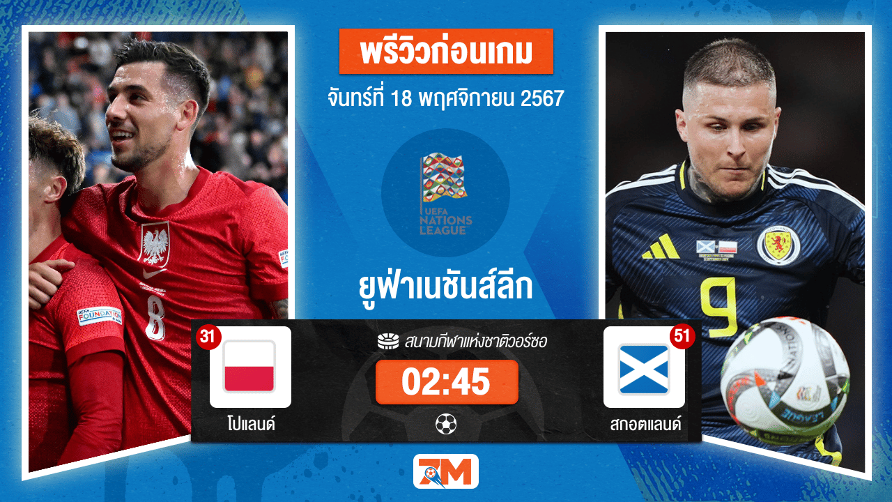วิเคราะห์ฟุตบอล ยูฟ่าเนชันส์ลีก ระหว่าง โปแลนด์ พบ สกอตแลนด์