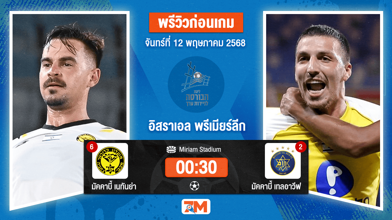 วิเคราะห์ฟุตบอล อิสราเอล พรีเมียร์ลีก ระหว่าง มัคคาบี้ เนทันย่า พบ มัคคาบี้เทลอาวีฟ