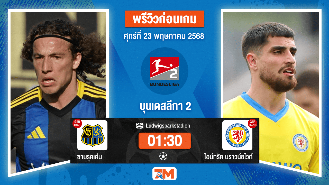 วิเคราะห์ฟุตบอล บุนเดสลีก้า 2 เยอรมัน ระหว่าง ซาบรุคเค่น พบ ไอน์ทรัค บราวน์ชไวก์