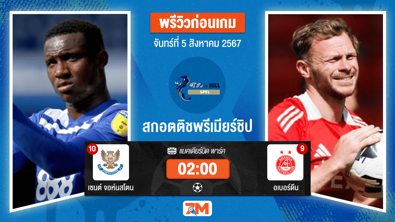 วิเคราะห์ฟุตบอล สกอตติชพรีเมียร์ชิป ระหว่าง เซนต์ จอห์นสโตน พบ อเบอร์ดีน