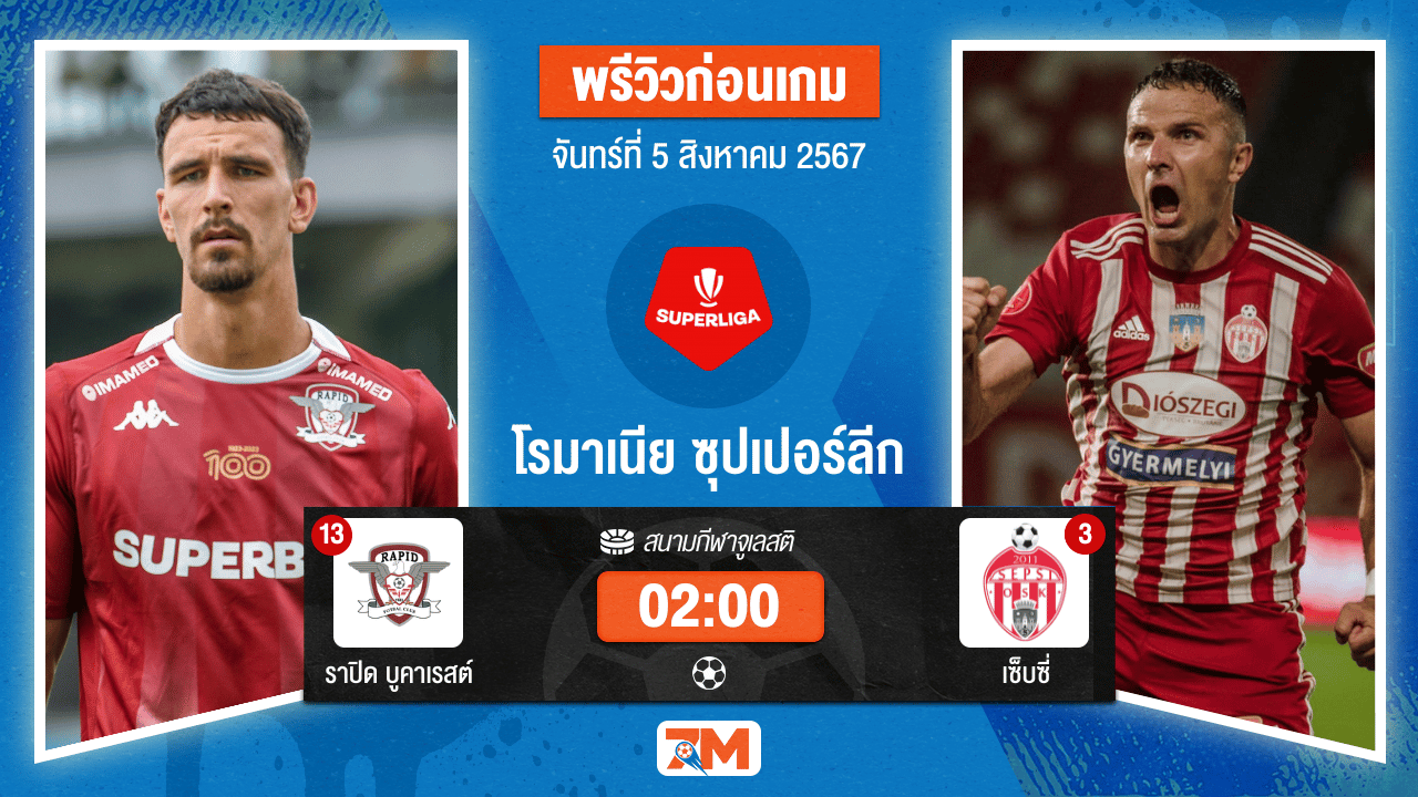 วิเคราะห์ฟุตบอล โรมาเนีย ลีกา1 ระหว่าง ราปิด บูคาเรสต์ พบ เซ็บซี่
