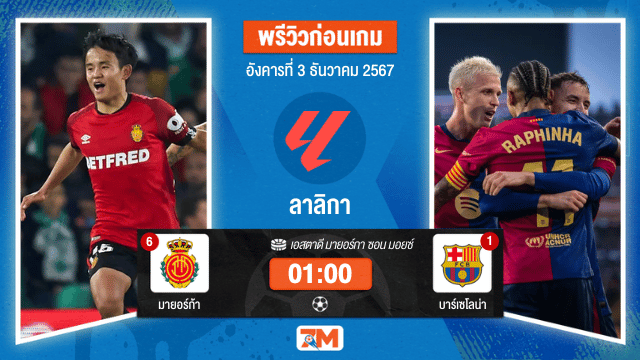 วิเคราะห์ฟุตบอล ลาลิกา  ระหว่าง  มายอร์ก้า พบ  บาร์เซโลน่า